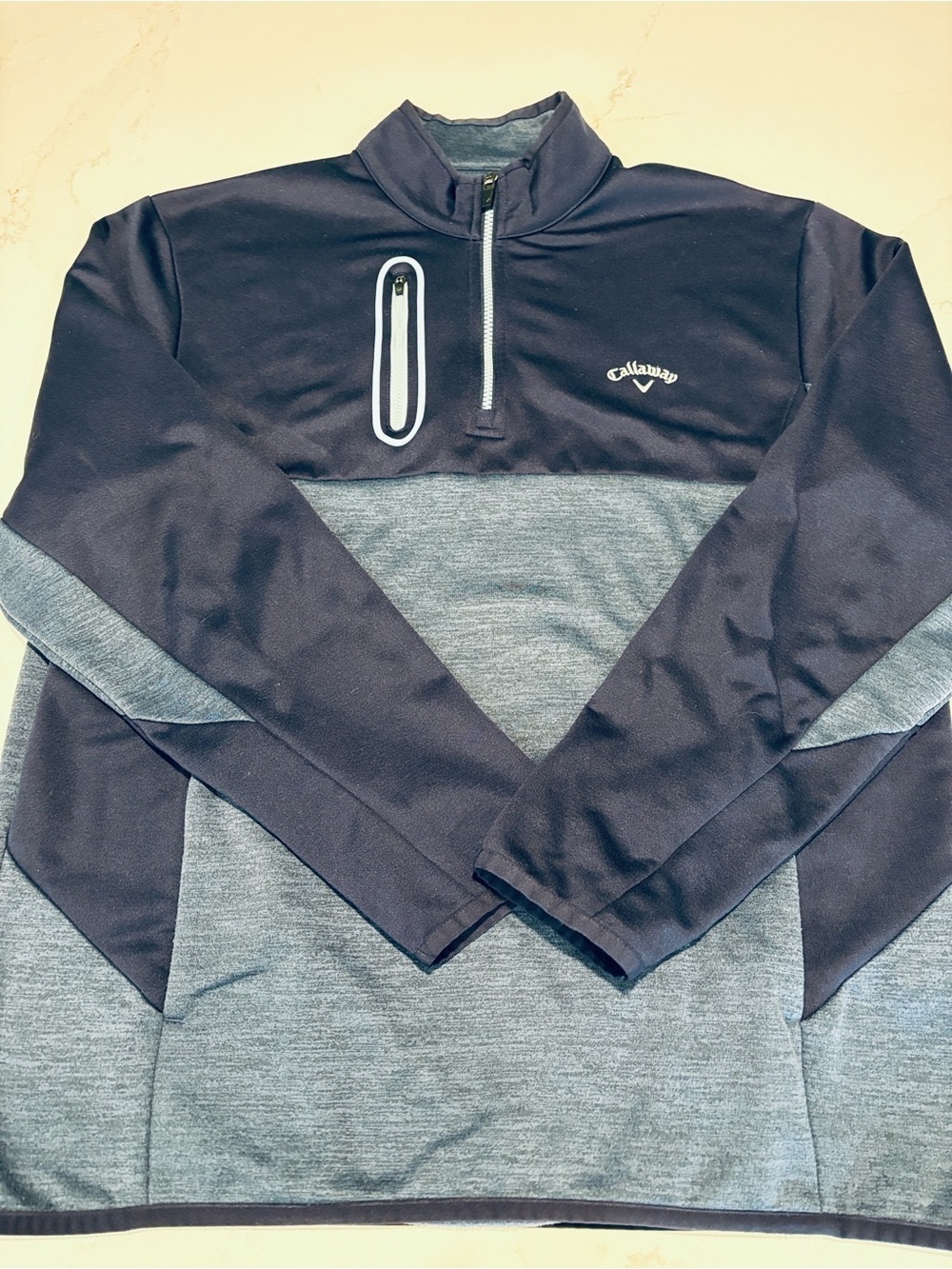 Callaway Two-Tone Navy Gray Quarter-Zip Pullover fleece Size Large